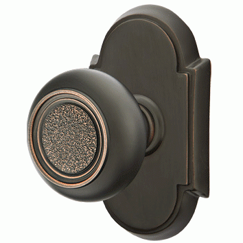 EMTEK Solid Brass Belmont Door Knob Set With # 8 Rosette