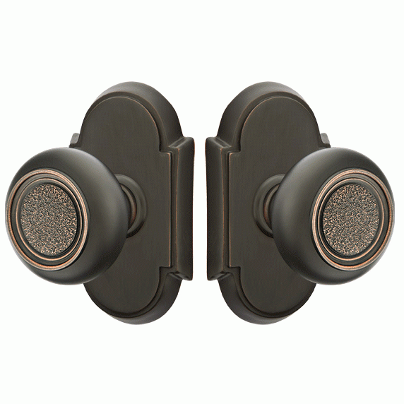 EMTEK Solid Brass Belmont Door Knob Set With # 8 Rosette