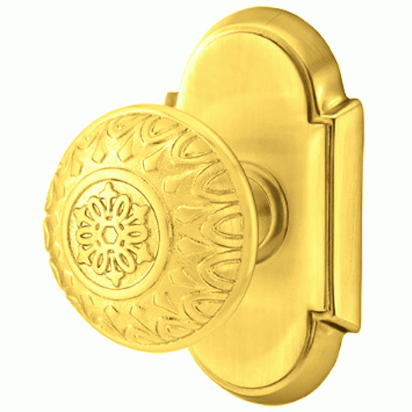 EMTEK Solid Brass Lancaster Door Knob Set With # 8 Rosette