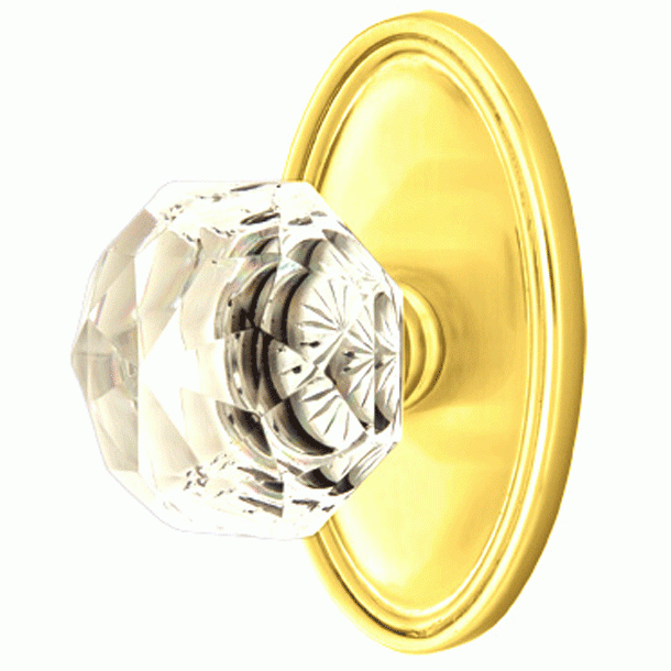 EMTEK Diamond Crystal Door Knob Set With Oval Rosette