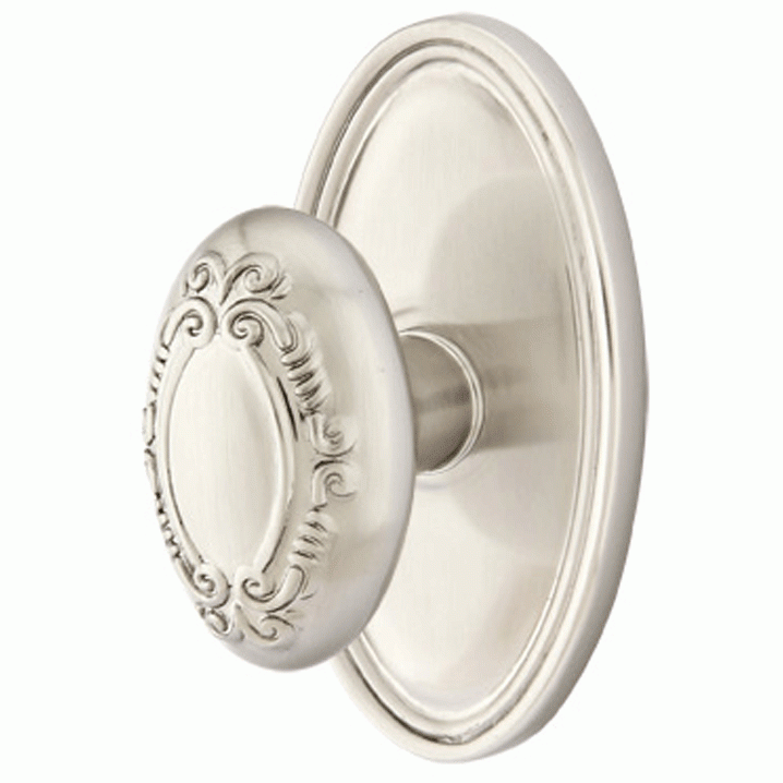 EMTEK Solid Brass Victoria Door Knob Set With Oval Rosette