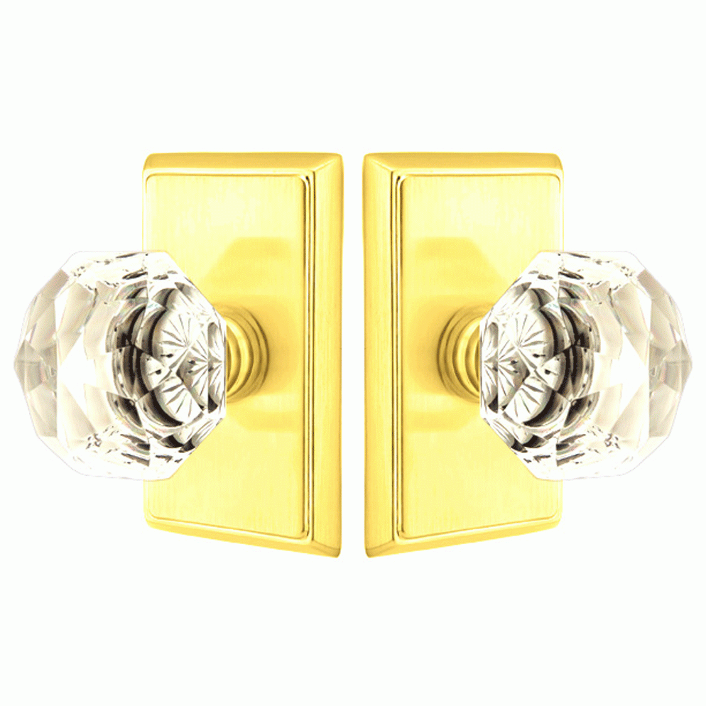 EMTEK Diamond Crystal Door Knob Set With Rectangular Rosette