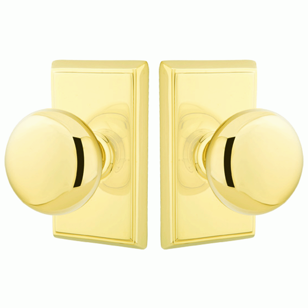 EMTEK Solid Brass Providence Door Knob Set With Rectangular Rosette