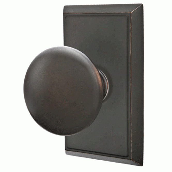 EMTEK Solid Brass Providence Door Knob Set With Rectangular Rosette