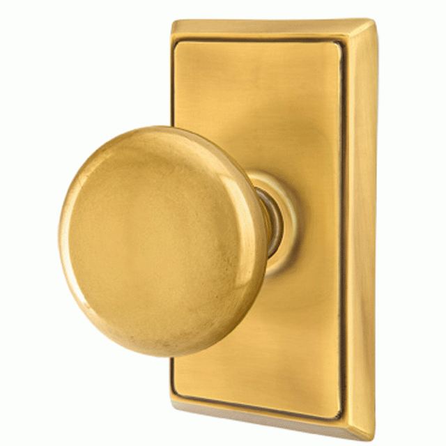 EMTEK Solid Brass Providence Door Knob Set With Rectangular Rosette