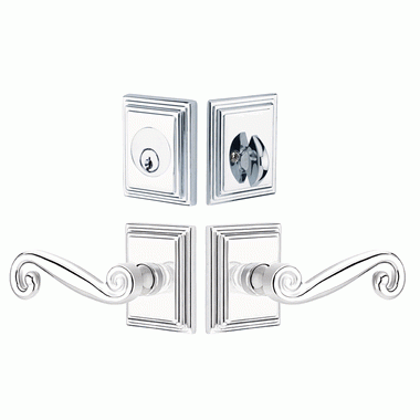 EMTEK Emtek Solid Brass Rustic Door Lever Deadbolt with Wilshire Rosette (Polished Chrome Finish)