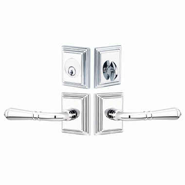 EMTEK Emtek Solid Brass Turino Door Lever Deadbolt with Wilshire Rosette (Polished Chrome Finish)