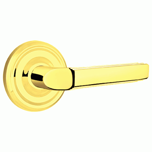 EMTEK Solid Brass Milano Lever With Regular Rosette