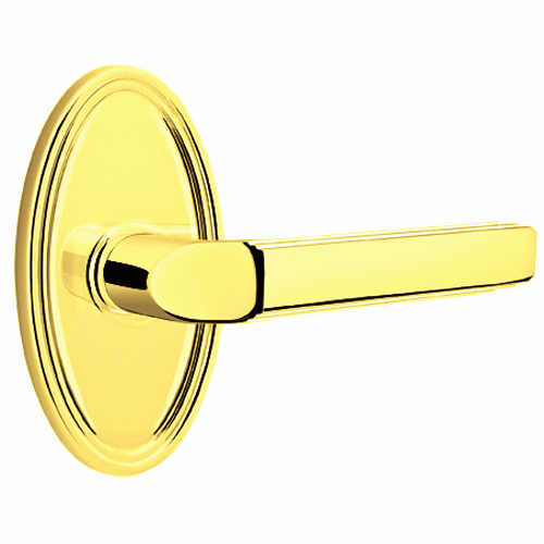 EMTEK Solid Brass Milano Lever With Oval Rosette