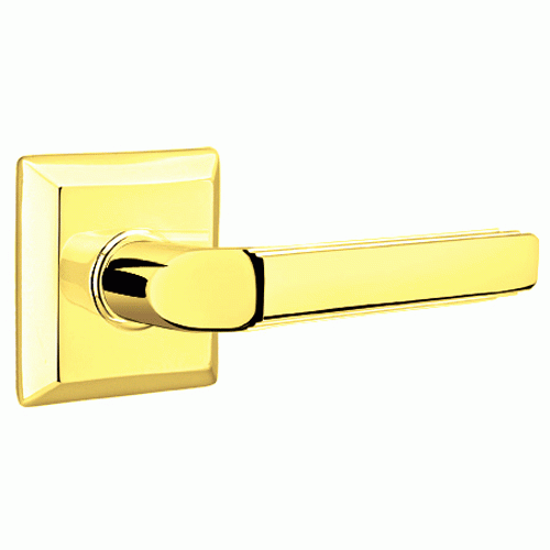 EMTEK Solid Brass Milano Lever With Quincy Rosette