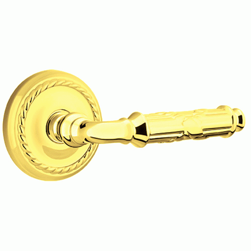 EMTEK Solid Brass Ribbon & Reed Lever With Rope Rosette