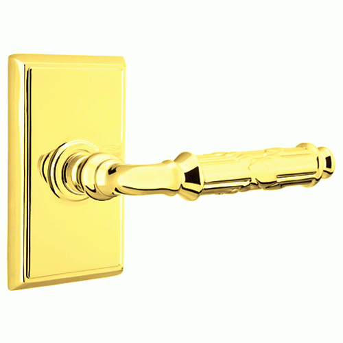 EMTEK Emtek Solid Brass Ribbon & Reed Lever With Rectangular Rosette