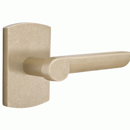 EMTEK Solid Brass Sandcast Aurora Lever With Rounded Rectangular Rosette