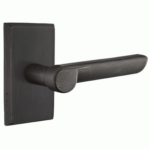 EMTEK Sandcast Aurora Lever With Rectangular Rosette