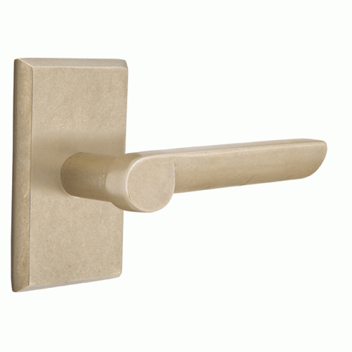 EMTEK Solid Brass Sandcast Aurora Lever With Rectangular Rosette