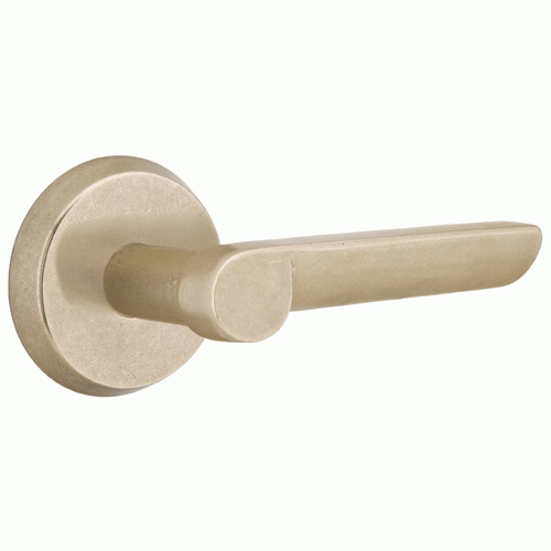 EMTEK Solid Brass Sandcast Aurora Lever With Disk Rosette