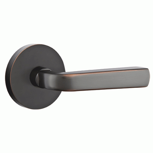 EMTEK Solid Brass Sion Lever With Disk Rosette