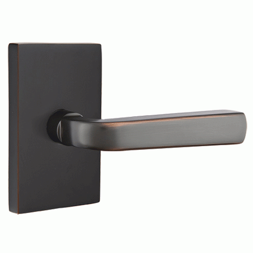 EMTEK Solid Brass Sion Lever With Modern Rectangular Rosette