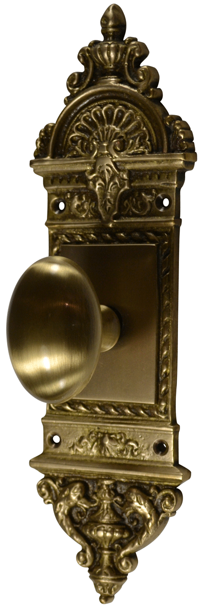 L'Enfant Small Backplate Door Set with Egg Door Knobs (Several Finishes Available) COPPER MOUNTAIN HARDWARE