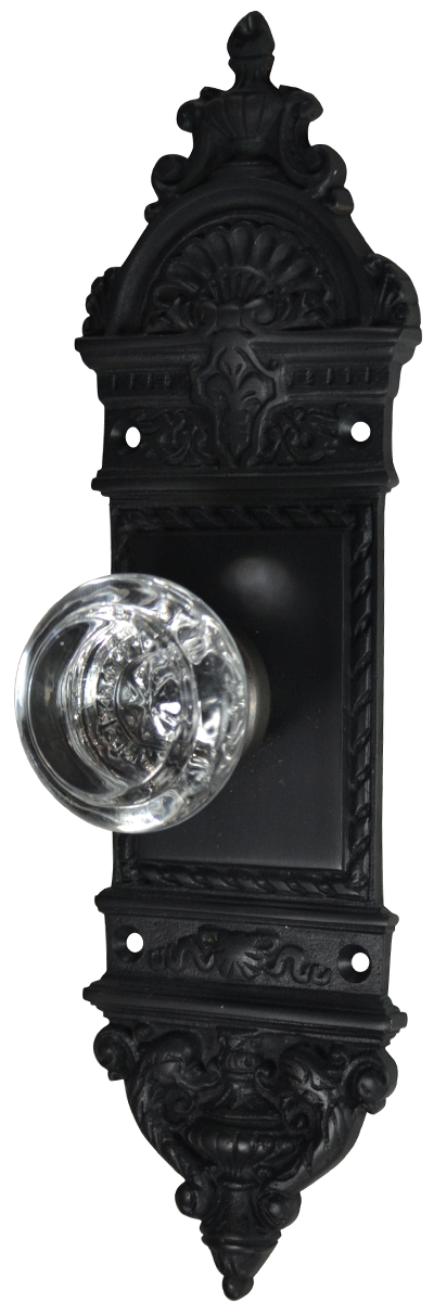 ##Antique Hardware## L'Enfant Small Backplate Door Set with Crystal Round Door Knobs (Several Finishes Available)