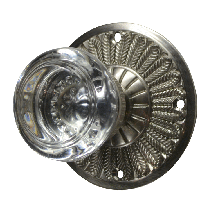 Feather Rosette Door Set with Round Crystal Door Knobs (Several Finishes Available) COPPER MOUNTAIN HARDWARE