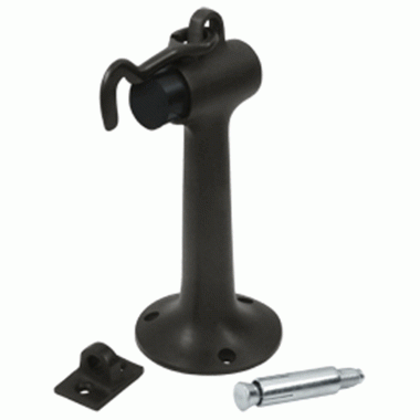 DELTANA Floor Mounted Bumper Door Stop With Hook & Eye  (Oil Rubbed Bronze Finish)