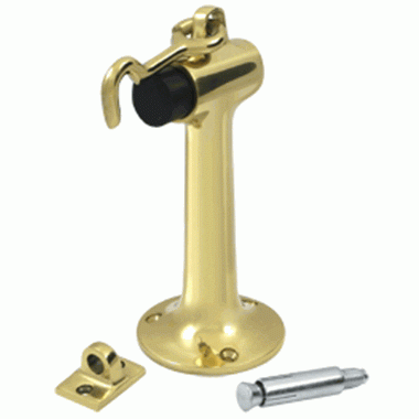 DELTANA Floor Mounted Bumper Door Stop With Hook & Eye (Polished Brass Finish)