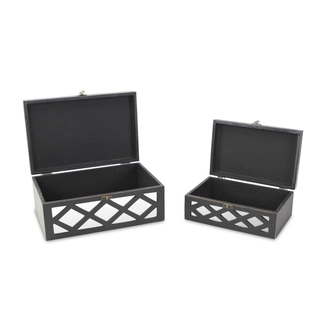 CHEUNGS Ebba Set of 2 Wooden Mirrored Boxes - Black