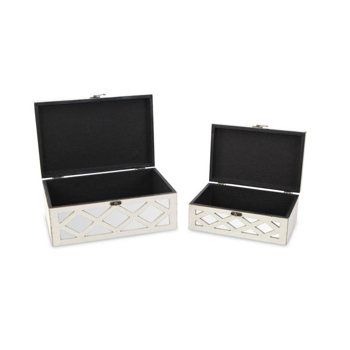 CHEUNGS Ebba Set of 2 Wooden Mirrored Boxes - Off White