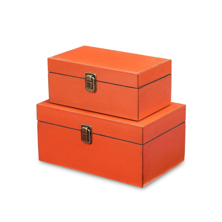 CHEUNGS Amadeo Set of 2 Wooden Latched Boxes - Orange