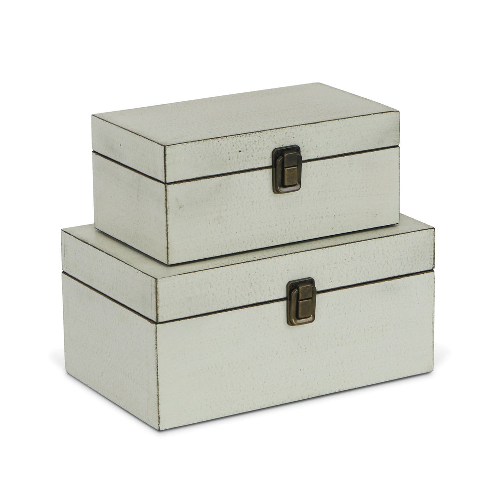 CHEUNGS Amadeo Set of 2 Wooden Latched Boxes - Off White