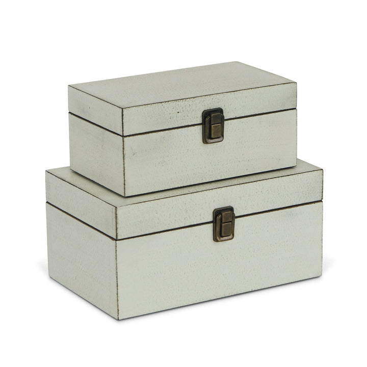 CHEUNGS Amadeo Set of 2 Wooden Latched Boxes - Off White