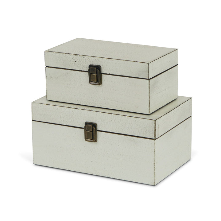 CHEUNGS Amadeo Set of 2 Wooden Latched Boxes - Off White