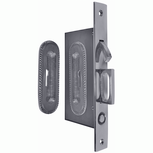 Georgian Oval Pattern Pocket Privacy (Lock) Style Door Set