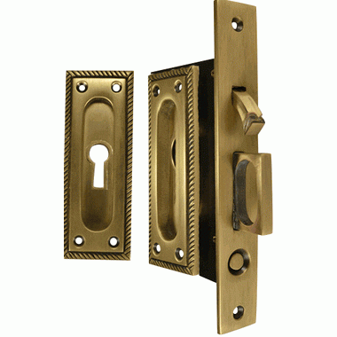 Georgian Square Pattern Pocket Privacy (Lock) Style Door Set