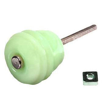 COPPER MOUNTAIN HARDWARE 1 1/8 Inch Art Deco Jadeite (Milk Green) Barrel Shape Glass Knobs