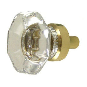 COPPER MOUNTAIN HARDWARE 1 Inch Crystal Octagon Old Town Cabinet Knob (Polished Brass Base)