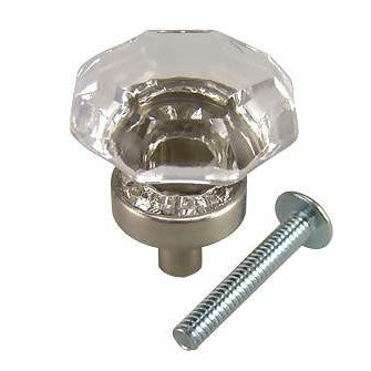 COPPER MOUNTAIN HARDWARE 1 Inch Crystal Octagon Old Town Cabinet Knob (Brushed Nickel Base)