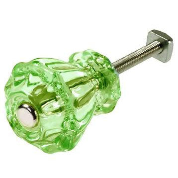 COPPER MOUNTAIN HARDWARE Astoria 1 1/4 Inch Depression Green Decagon Teardrop Glass Knob