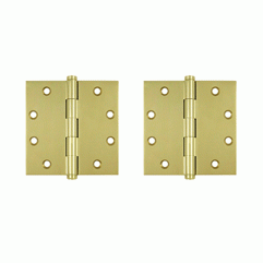 DELTANA 4 1/2 Inch X 4 1/2 Inch Solid Brass Square Hinge Interchangeable Finials (Polished Brass Finish)