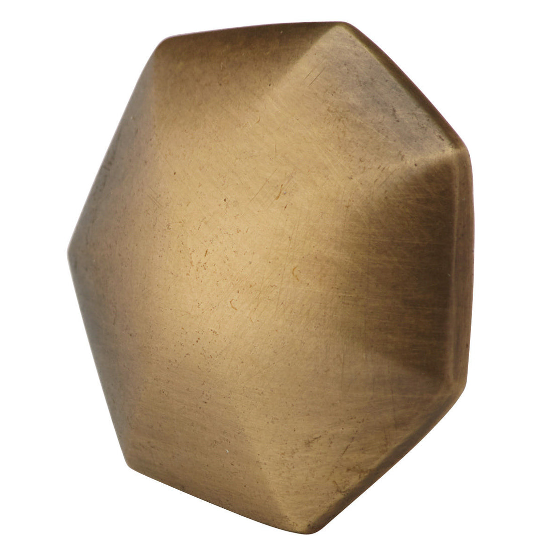 COPPER MOUNTAIN HARDWARE 1 3/8 Inch Solid Brass Heptagonal Cabinet Knob (Antique Brass Finish)