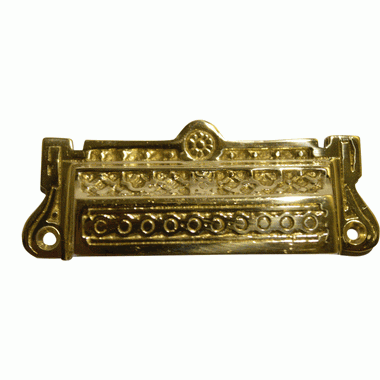 3 7/8 Inch Overall (3 3/8 Inch c-c) Eastlake Bin Pull (Polished Brass Finish) COPPER MOUNTAIN HARDWARE