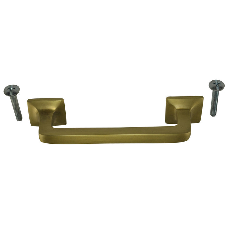 COPPER MOUNTAIN HARDWARE 4 1/4 Inch Overall (3 Inch c-c) Solid Brass Square Traditional Pull (Antique Brass Finish)