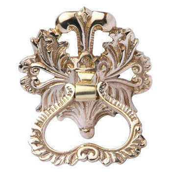 COPPER MOUNTAIN HARDWARE 3 Inch Victorian Leaves Drop Ring Pull (Polished Brass Finish)