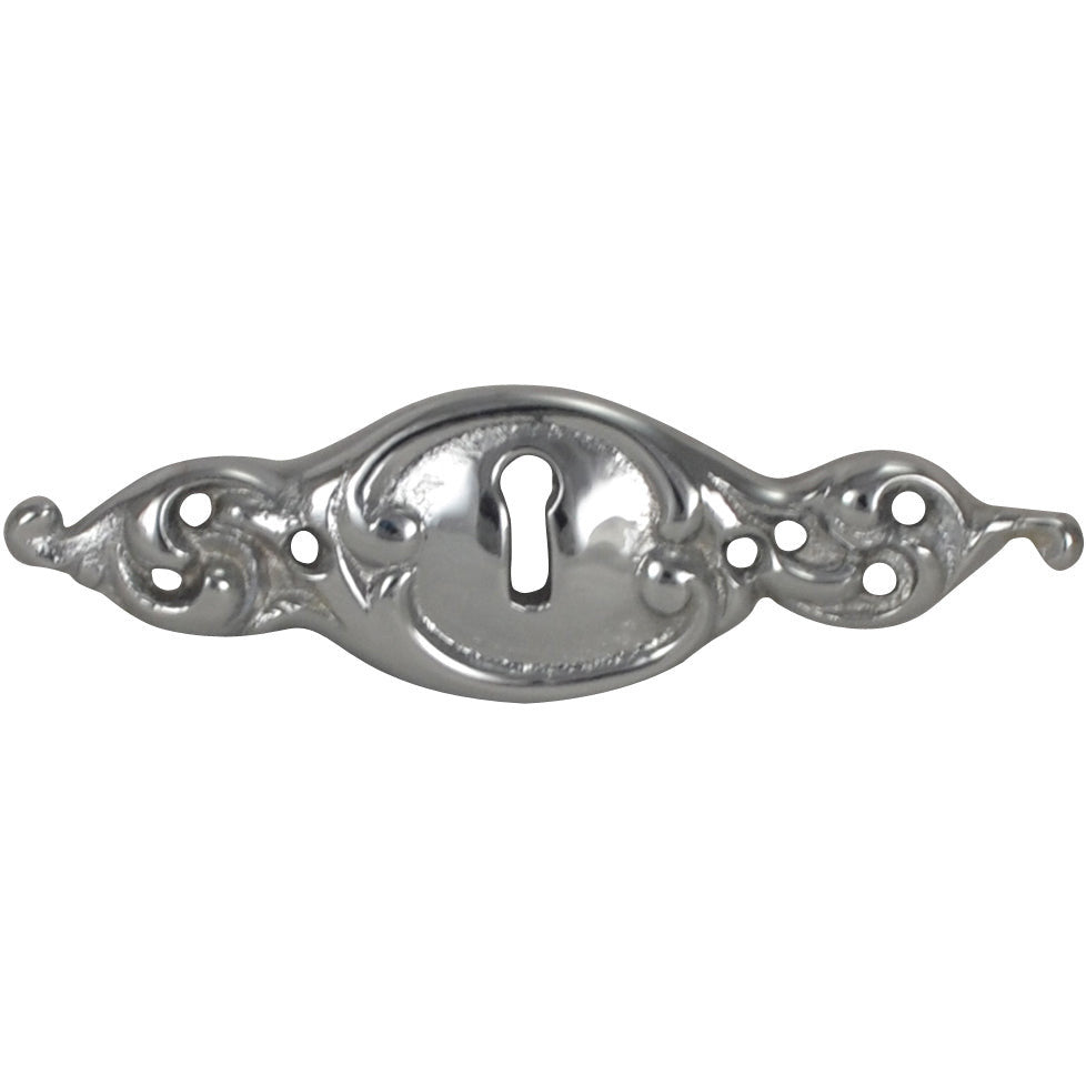 COPPER MOUNTAIN HARDWARE 3 3/4 Inch Solid Brass Victorian Escutcheon (Polished Chrome Finish)