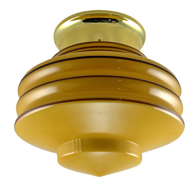 Orange Art Deco Glass Overhead Light Fixture (Polished Brass Finish) Copper Mountain Hardware