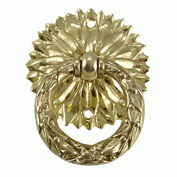 COPPER MOUNTAIN HARDWARE 2 Inch Solid Brass Radiant Leaves Drawer Ring Pull Polished Brass