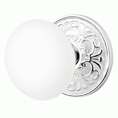 EMTEK Emtek Ice White Porcelain Door Knob Set With Lancaster Rosette