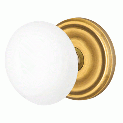 EMTEK Emtek Ice White Porcelain Door Knob Set With Regular Rosette