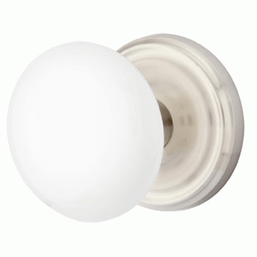 EMTEK Emtek Ice White Porcelain Door Knob Set With Regular Rosette